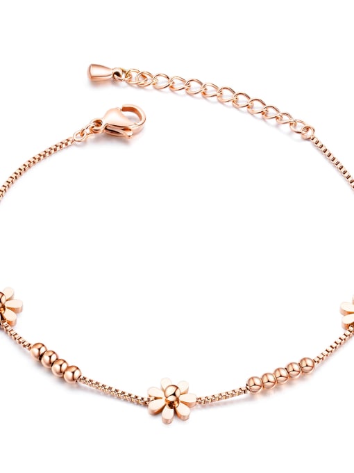 1000 - [Rose Gold] Stainless Steel With Rose Gold Plated Cute Flower Bracelets